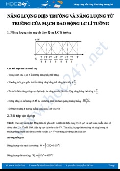Năng lượng điện trường và năng lượng từ trường của mạch dao động LC lí tưởng