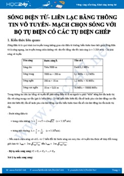 Sóng điện từ - Liên lạc bằng thông tin vô tuyến- Mạch chọn sóng với bộ tụ điện có các tụ điện ghép
