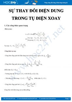 Phương pháp giải các bài toán về sự thay đổi điện dung trong tụ điện xoay năm 2020