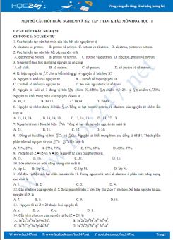 Một số câu hỏi trắc nghiệm và bài tập tham khảo môn Hóa học 10 năm 2019-2020