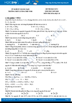 Đề thi HK1 môn Hóa học 10 năm 2019-2020 Trường THPT Lương Thế Vinh