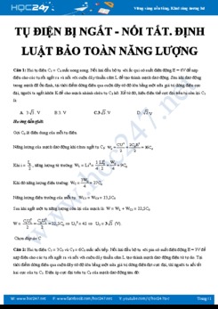 Dạng bài tập về Tụ điện bị ngắt - Nối tắt. Định luật bảo toàn năng lượng trong Mạch dao động