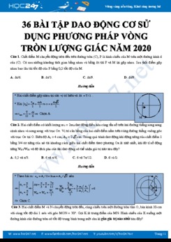 36 bài tập Dao động cơ sử dụng phương pháp vòng tròn lượng giác môn Vật lý 12