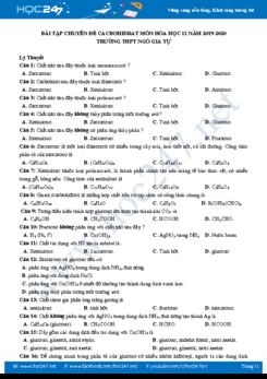 Bài tập chuyên đề Cacbohidrat môn Hóa học 12 năm 2019-2020 Trường THPT Ngô Gia Tự