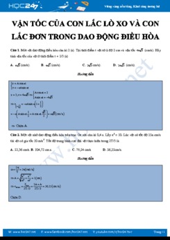 Bài toán về vận tốc của con lắc lò xo và con lắc đơn trong Dao động điều hòa môn Vật lý 12