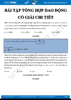 Bài tập trắc nghiệm về Tổng hợp dao động có lời giải chi tiết môn Vật lý 12 năm 2020