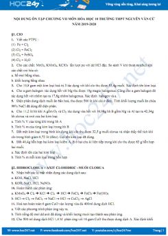 Nội dung ôn tập Chương VII môn Hóa học 10 năm 2019-2020 Trường THPT Nguyễn Văn Cừ