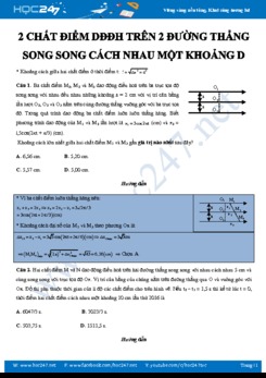Dạng bài tập Tìm khoảng cách giữa hai chất điểm DĐĐH trên hai đường thẳng song song cách nhau