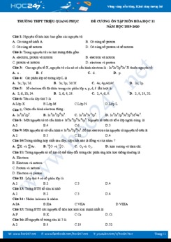 Đề cương ôn tập môn Hóa học 10 năm 2019-2020 Trường THPT Triệu Quang Phục