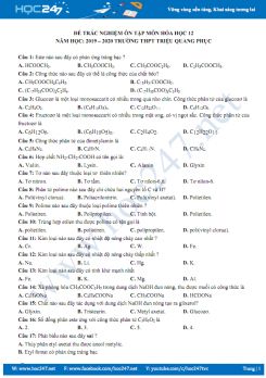 Đề trắc nghiệm ôn tập môn Hóa học 12 năm 2019-2020 Trường THPT Triệu Quang Phục