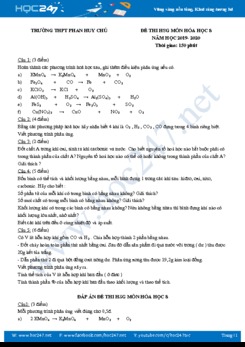 Đề thi HSG môn Hóa học 8 năm 2019-2020 Trường THPT Phan Huy Chú