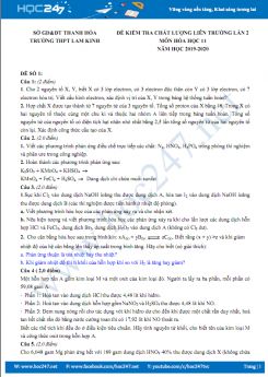 Bộ 3 đề thi HSG lần 2 môn Hóa học 11 năm 2019-2020 Trường THPT Lam Kinh