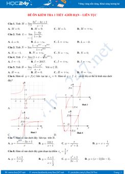 Đề ôn tập kiểm tra 1 tiết chương Giới hạn năm học 2019 - 2020