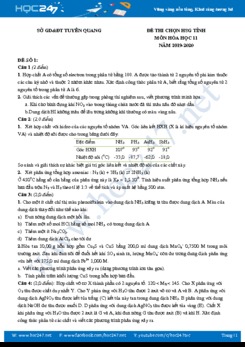Bộ 4 đề thi chọn HSG tỉnh môn Hóa học 11 năm 2019-2020 Sở GD&ĐT Tuyên Quang