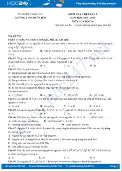 Bộ 4 đề kiểm tra 1 tiết lần 2 môn Hóa học 10 năm 2019-2020 Trường THPT Buôn Đôn