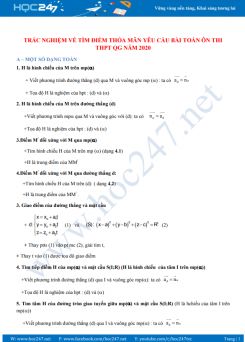 Trắc nghiệm về Tìm điểm thỏa mãn yêu cầu bài toán ôn thi THPT QG năm 2020