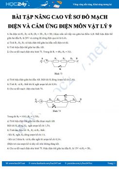 Chuyên đề bài tập nâng cao về Sơ đồ mạch điện và Cảm ứng điện môn Vật lý 9
