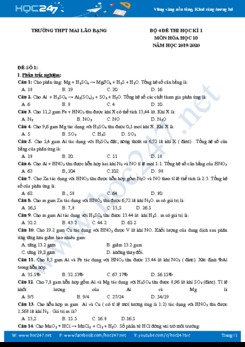 Bộ 4 đề thi HK1 môn Hóa học 10 năm 2019-2020 Trường THPT Mai Lão bạng