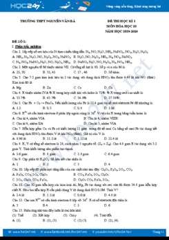 Bộ 5 đề thi HK1 môn Hóa học 10 năm 2019-2020 Trường THPT Nguyễn Văn Bá
