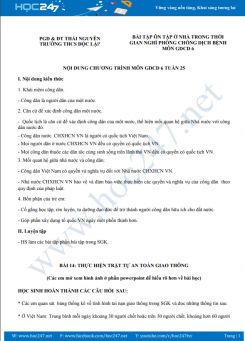 Bài tập ôn tập tại nhà trong thời gian nghỉ dịch môn GDCD 6 Trường THCS Độc Lập