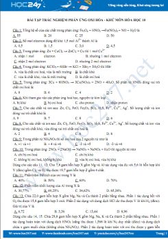 Bài tập trắc nghiệm Phản ứng oxi hóa - khử môn Hóa học 10 năm 2019-2020