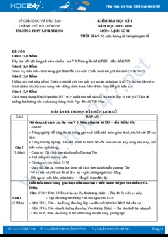 Đề kiểm tra HK1 môn Lịch Sử 11 có đáp án năm 2019-2020 Trường THPT Linh Trung