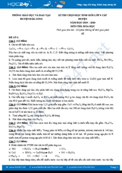 Bộ 5 đề thi chọn HSG môn Hóa học 9 năm 2019-2020 Huyện Đăk Song
