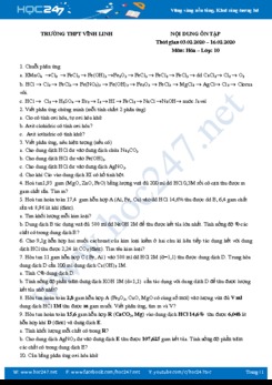 Nội dung ôn tập môn Hóa học 10 Trường THPT Vĩnh Linh