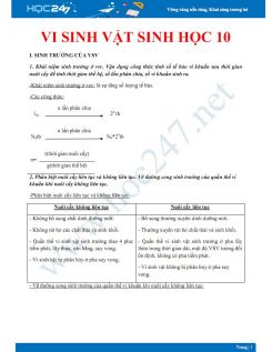 Lý thuyết ôn tập các chủ đề liên quan đến phần 3 - Vi sinh vật Sinh học 10 - Trường THPT Nga Thắng