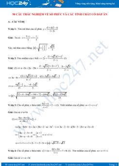 90 câu trắc nghiệm về Số phức và các tính chất có đáp án