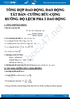 Tổng hợp dao động. Dao động tắt dần- cưỡng bức-cộng hưởng. Độ lệch pha 2 dao động