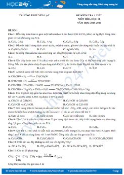 Bộ 4 đề kiểm tra 1 tiết môn Hóa học 11 năm 2019-2020 Trường THPT Yên Lạc