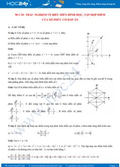 90 câu trắc nghiệm về Biểu diễn hình học, tập hợp điểm của số phức có đáp án