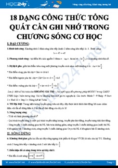 18 dạng công thức tổng quát cần ghi nhớ trong chương Sóng cơ học môn Vật lý 12