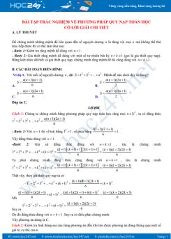 Bài tập trắc nghiệm về Phương pháp quy nạp toán học có lời giải chi tiết