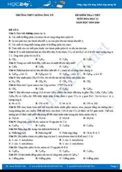 Bộ 2 đề kiểm tra 1 tiết môn Hóa học 11 năm 2019-2020 Trường THPT Giồng Ông Tố