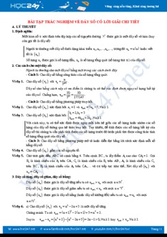 Bài tập trắc nghiệm về Dãy số năm học 2019 - 2020 có lời giải chi tiết