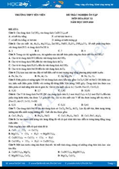 Bộ đề trắc nghiệm ôn tập môn Hóa học 12 năm 2019-2020 Trường THPT Yên Viên