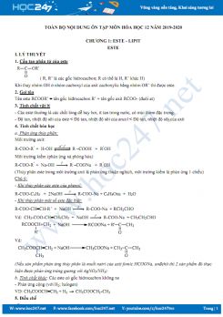 Toàn bộ nội dung ôn tập môn Hóa học 12 năm 2019-2020 Trường THPT Nguyễn Hiền