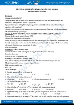 Đề cương ôn tập môn Hóa học 10 năm 2019-2020 Trường THPT Bến Tre