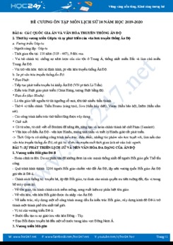 Đề cương ôn tập môn Lịch Sử 10 năm học 2019-2020