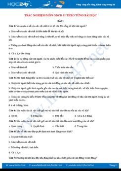 Trắc nghiệm môn GDCD 11 theo từng bài học năm học 2019 - 2020