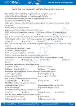 40 Câu hỏi trắc nghiệm ôn tập môn Hóa học 12 năm 2019-2020