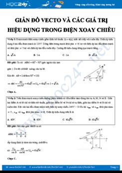 Chuyên đề bài tập về Giản đồ vecto và các giá trị hiệu dụng trong Điện xoay chiều
