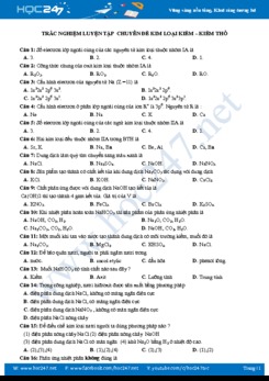 Trắc nghiệm luyện tập chuyên đề kim loại kiềm - kiềm thổ môn Hóa học 12 năm 2019-2020