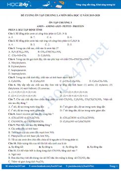 Đề cương ôn tập Chương 3, 4 môn Hóa học 12 năm 2019-2020 Trường THPT Văn Bá