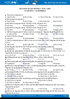 Đề cương ôn tập Chương Este - Lipit và Chương Cacbohidrat môn Hóa học 12 năm 2019-2020