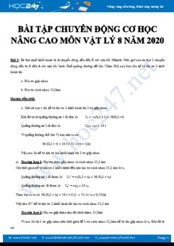 Chuyên đề bài tập chuyển động Cơ học nâng cao môn Vật lý 8 năm 2020