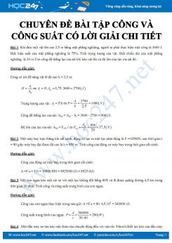 Chuyên đề bài tập Công và công suất có lời giải chi tiết môn Vật lý 8