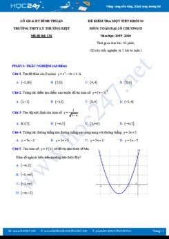 Đề kiểm tra 1 tiết Chương 2 Đại số 10 năm học 2019 - 2020 Trường THPT Lý Thường Kiệt